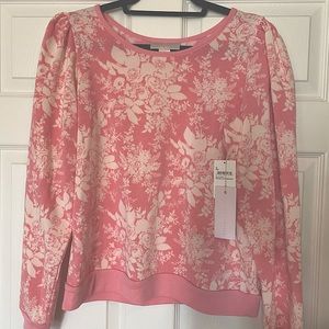 Rachel Parcell NWT pink quill rose brocade long sleeve fleece sweatshirt /pj top